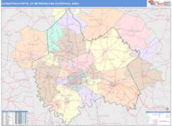 Lexington-Fayette Metro Area Digital Map Color Cast Style